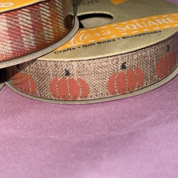 Crafters Square Ribbon Lot of 3 - 3 yards each Fall theme Pumpkin Thanksgiving - Picture 3 of 6